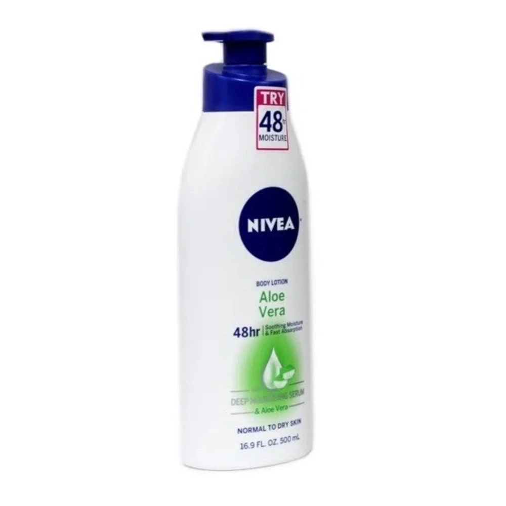 2 Nivea Aloe Vera 48 hr Body Lotion Deep Nourishing Serum 16.9 Fl Oz 2 Pack New